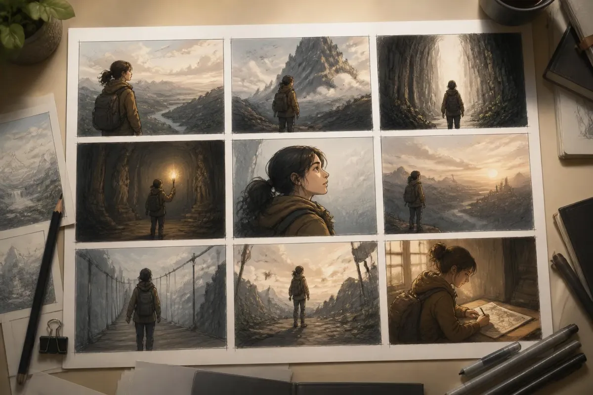 Concept Frames and Storyboards - AIEnhancer