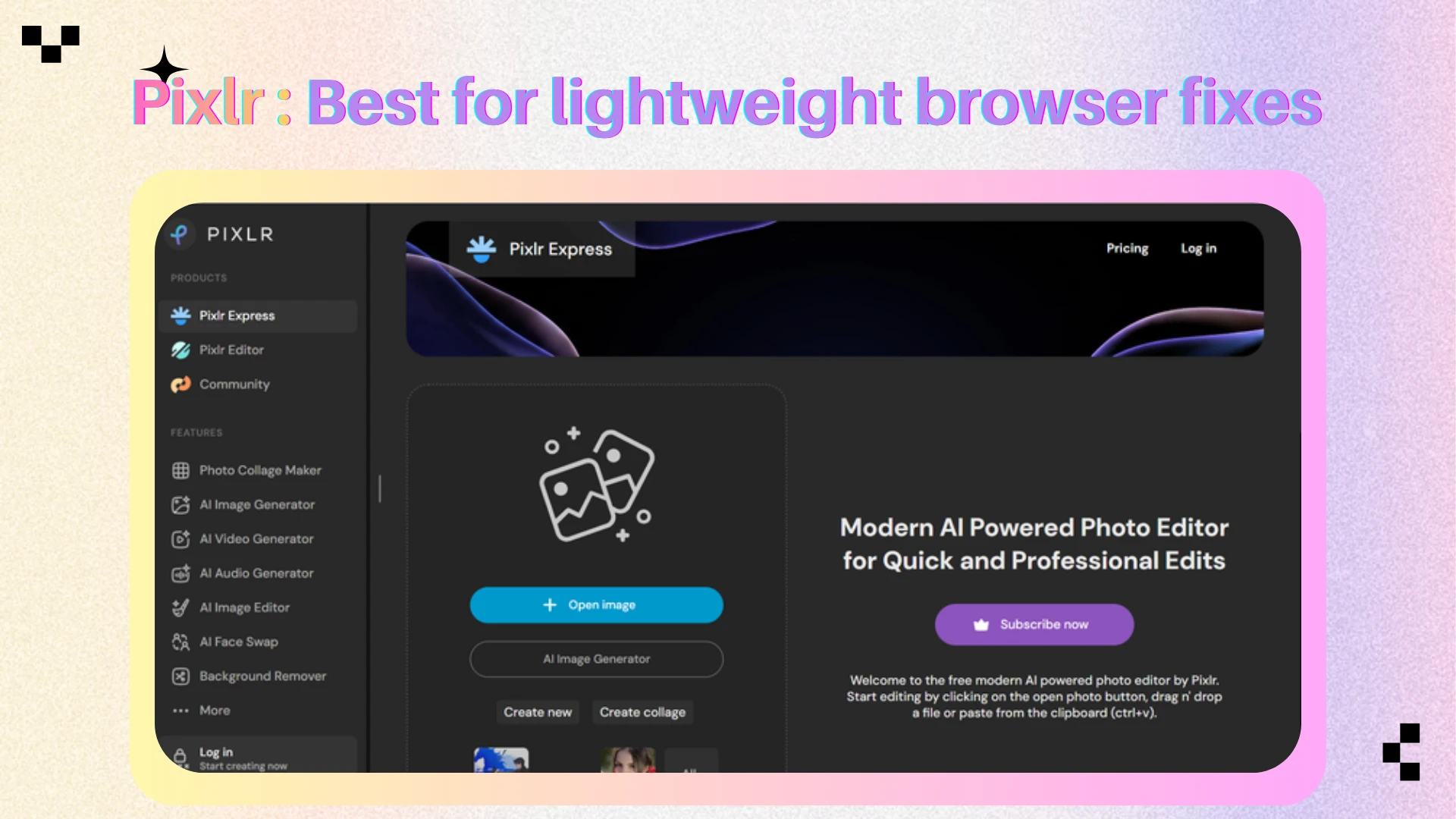 Pixlr - Best for lightweight browser fixes - AIEnhancer