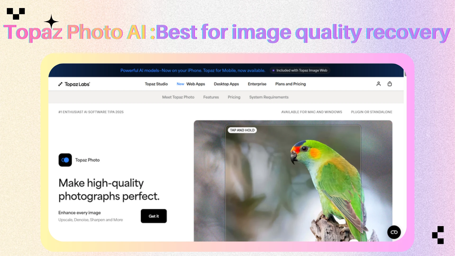 Topaz Photo AI - Best for image quality recovery - AIEnhancer