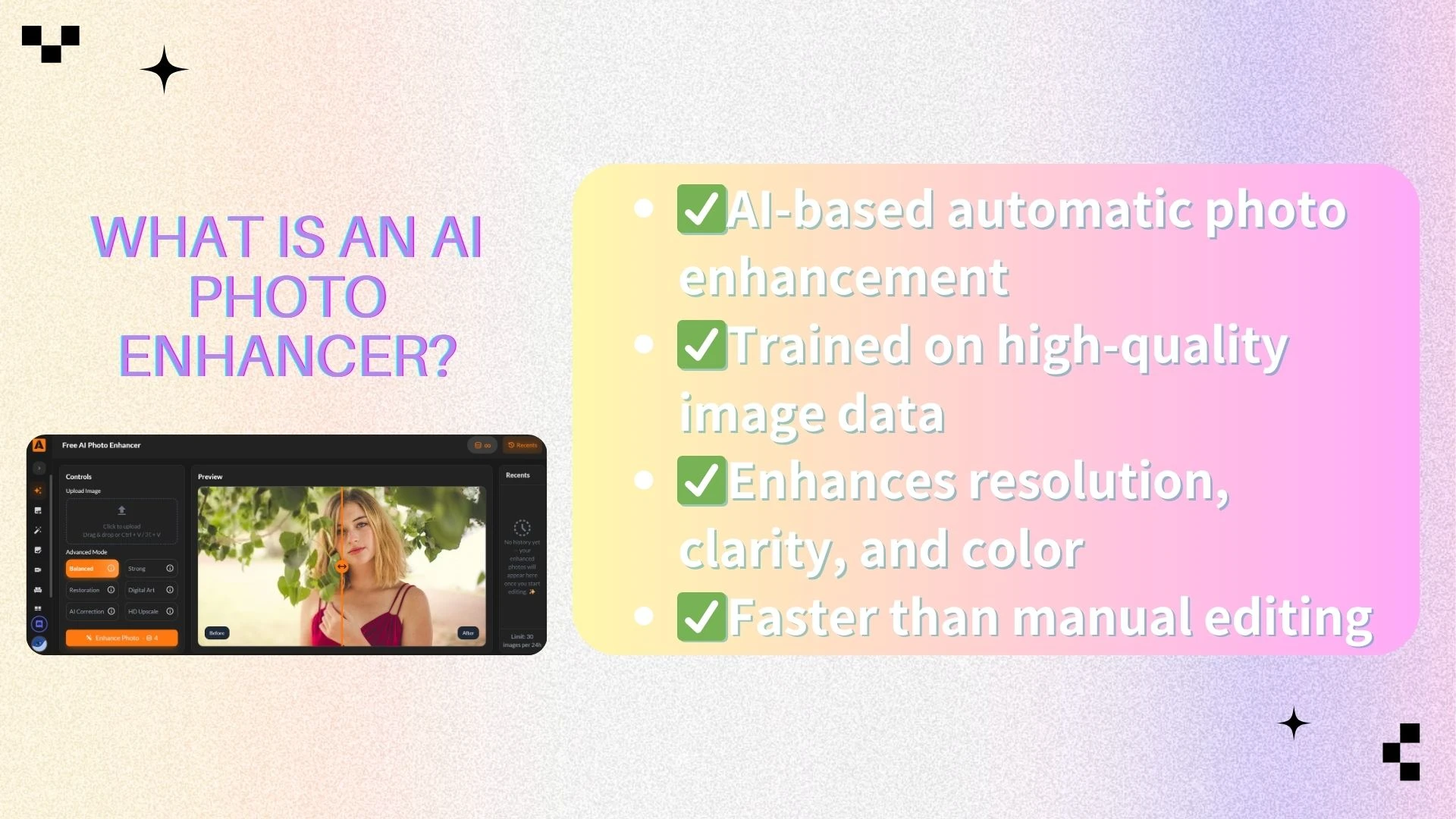 AI Photo Enhancer vs Traditional Photo Editing Software - AIEnhancer