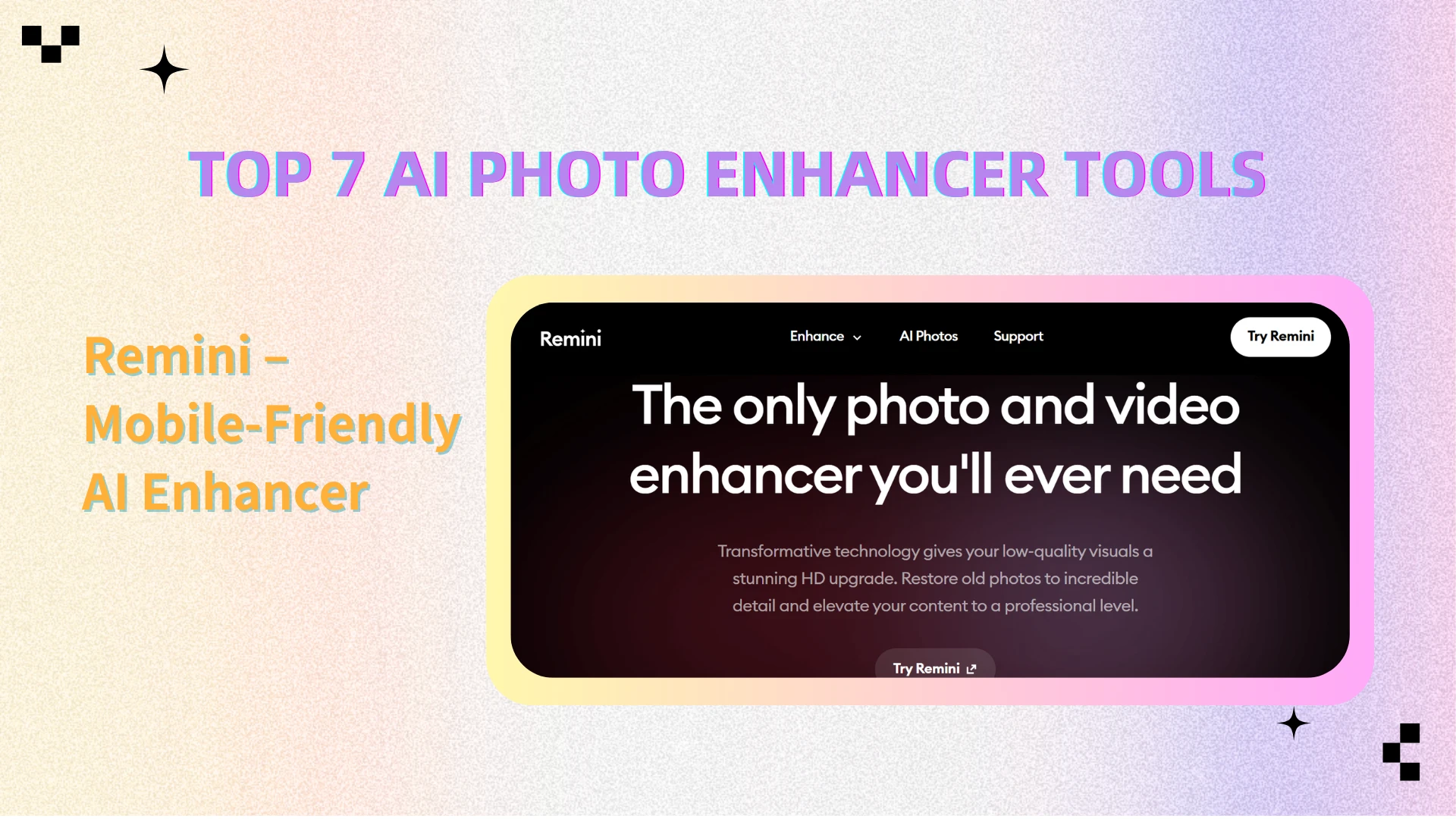 3. Remini – Mobile-Friendly AI Enhancer - AIEnhancer