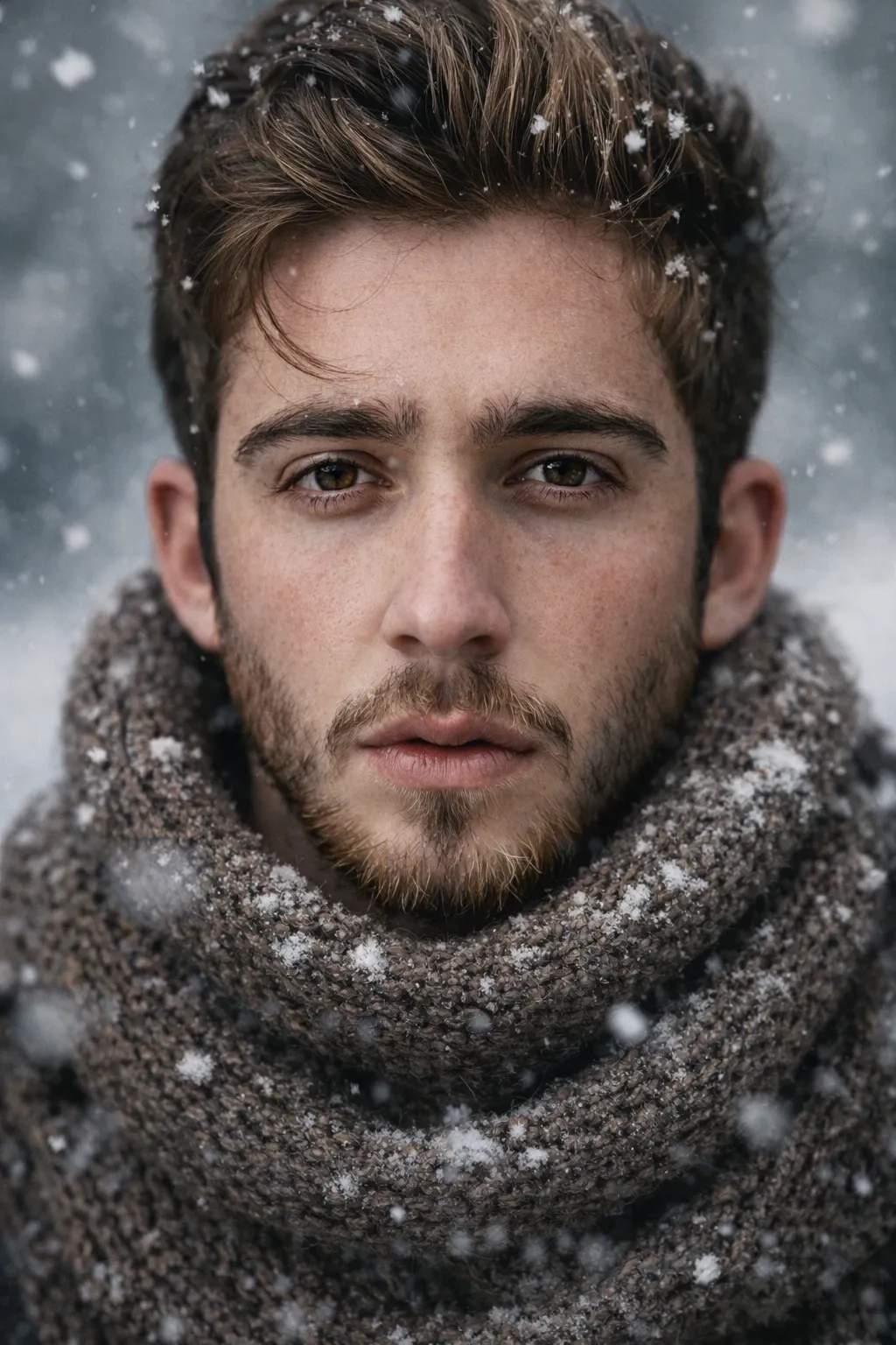 Snowstorm Close-up Portrait - AIEnhancer
